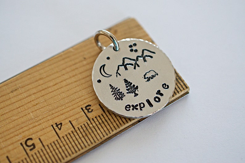 Scenic Pendant Hand Stamped Nature Lovers Hiking Explore Mountains Are Calling Camping