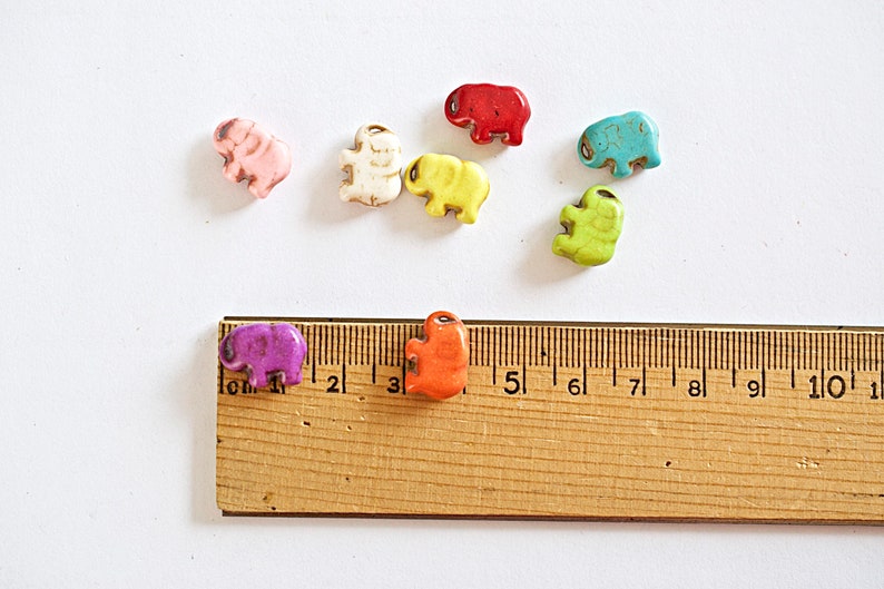 11X14mm Howlite Elephant Bead Blue Purple Orange Red Green 8 Pieces Mix White Yellow Pink