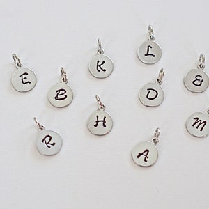 Personalized Charm, Round Aluminum, Hand Stamped Initial Letter, 13x10mm, 1 Charm