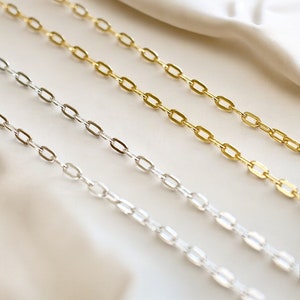 Flat Link Chain, 2.5X4.6mm, 10K Gold Plate or Sterling Silver Plated, 1 Foot