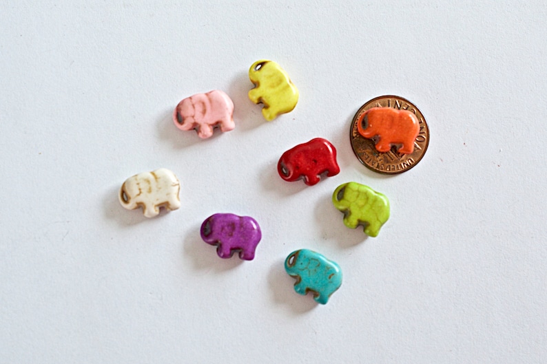 11X14mm Howlite Elephant Bead Blue Purple Orange Red Green 8 Pieces Mix White Yellow Pink