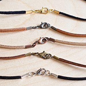 Vegan Suede Neck Cord, Black, Light Brown, Saddle Tan, Beige, 1 Necklace of Your Choice