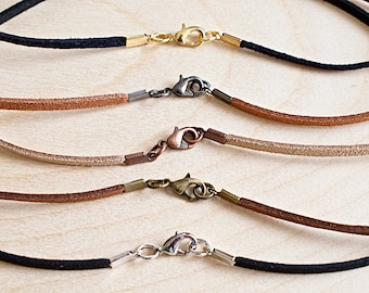 Vegan Suede Neck Cord, Black, Light Brown, Saddle Tan, Beige, 1 Necklace of Your Choice