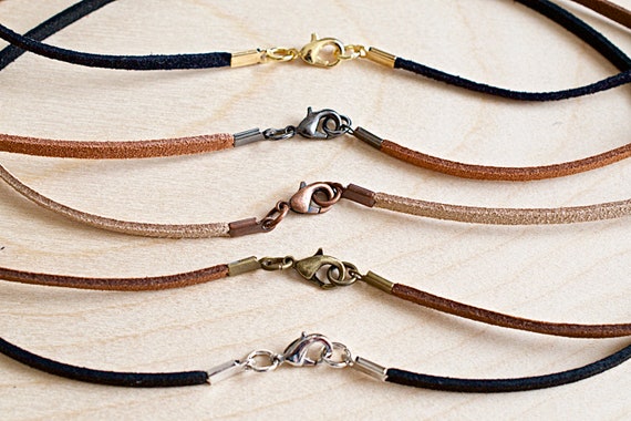Vegan Suede Neck Cord Black Light Brown Saddle Tan Beige 1