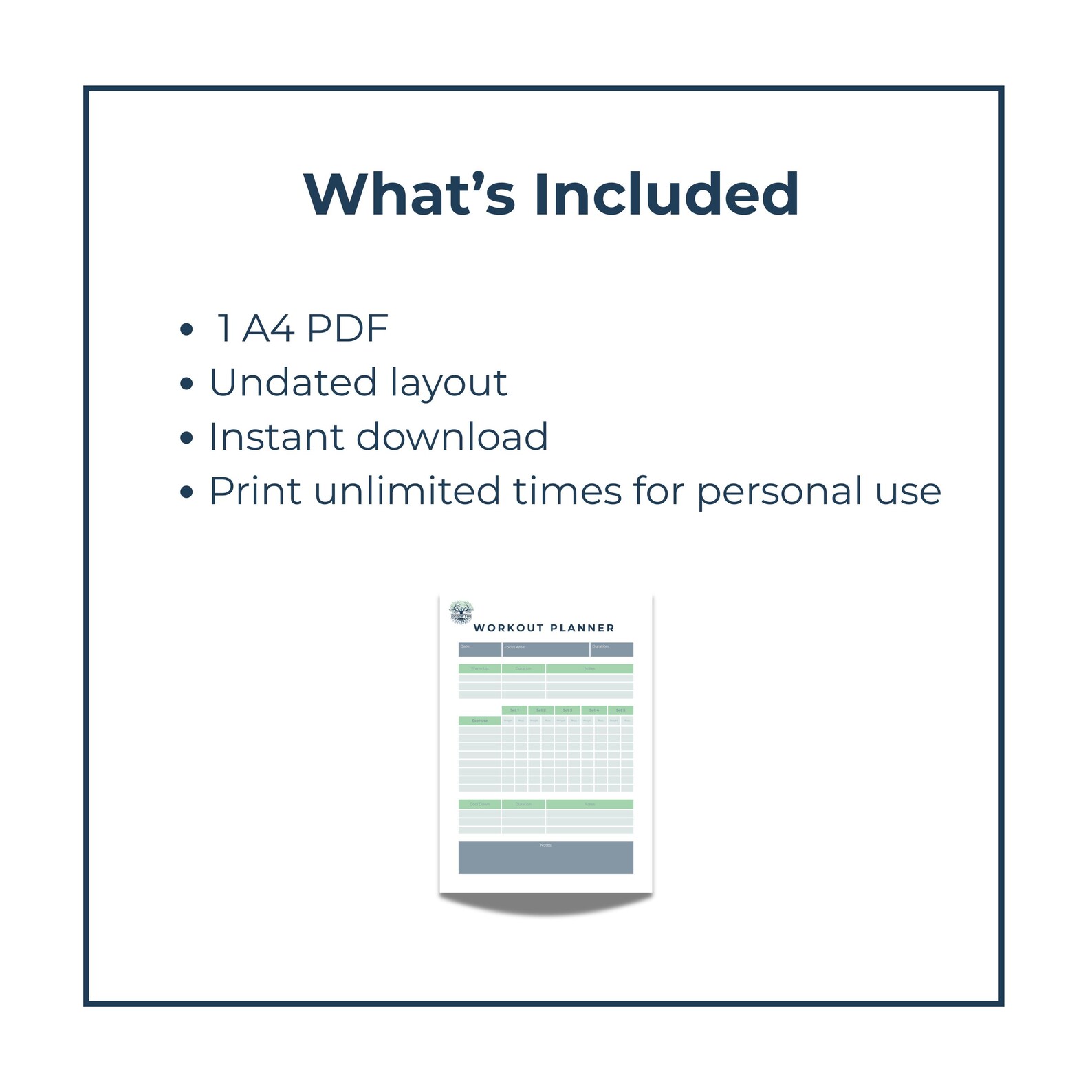 Printable Workout Planner A4 PDF | Gym Log & Training Tracker | Instant ...