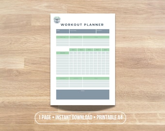 Printable Workout Planner A4 PDF | Gym Log & Training Tracker | Instant Download