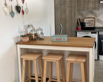 Extra hoge barkruk 80 cm - Massief houten cafékruk - Handgemaakte hoge barkruk - Set van 2 - Minimalistische barkruk voor commercieel gebruik - Gemaakt in Portugal