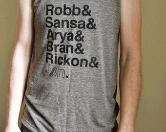 Game of Thrones // Stark Siblings Unisex Tank // Robb and Sansa and Arya and Bran and Rickon and Jon