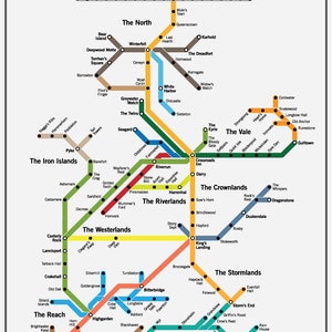 Westeros Transit System Poster // Game of Thrones Map image 1