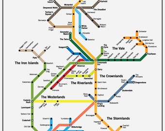 Westeros Transit System Poster // Game of Thrones Map