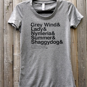 Game of Thrones Direwolves Names // Women's Scoop Neck Tee Shirt Gray image 1