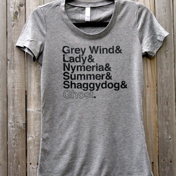 Game of Thrones Direwolves Names // Women's Scoop Neck Tee Shirt (Gray)