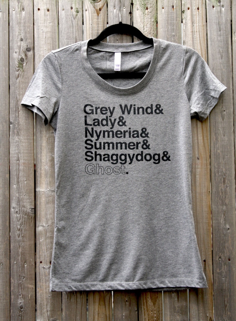 Game of Thrones Direwolves Names // Women's Scoop Neck Tee Shirt Gray image 1