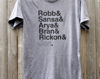 Game of Thrones // Stark Siblings // Unisex Tri-Blend Tee Shirt // Robb & Sansa and Arya and Bran and Rickon and Jon