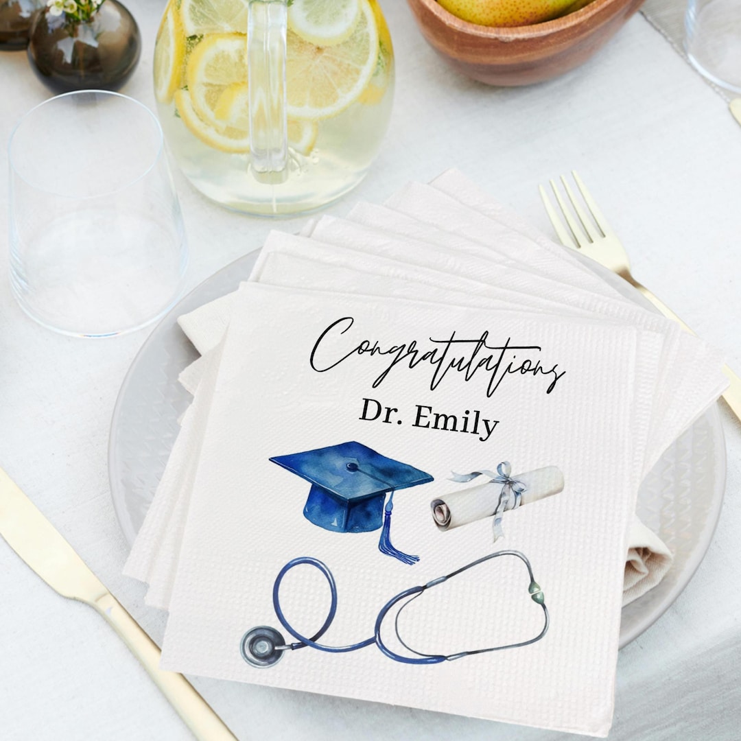 Personalized Doctor Graduation Napkins Medical School Graduation Party personalized-doctor-graduation-napkins-medical-school-graduation-party