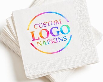 Custom Logo Image Text Napkins Pack 50 100 200 500 1000, Personalized Cocktail Napkins For Party, Company, Club, Group, Business