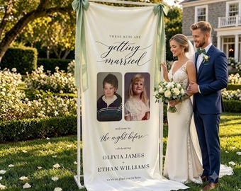Personalized Wedding Banner, Vertical Fabric Wedding Banner, "These Kids Are Getting Married" Sign, Custom Photo Banner