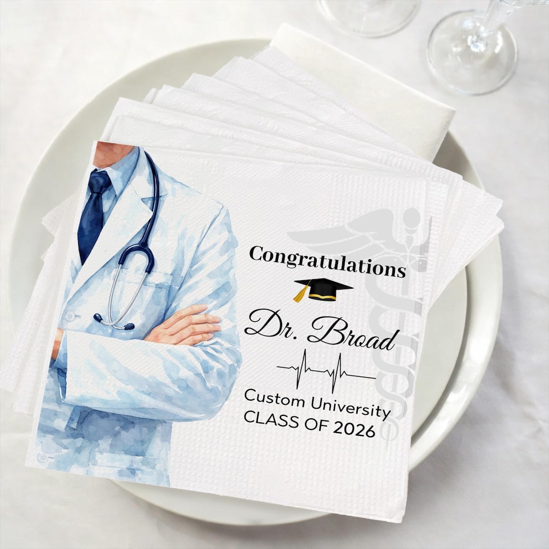 Personalized Doctor Graduation Napkins Medical School Graduation Party personalized-doctor-graduation-napkins-medical-school-graduation-party