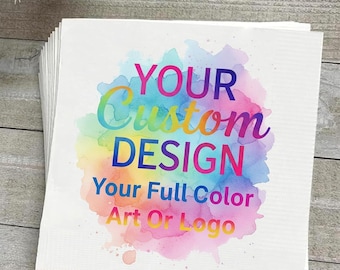 Custom Logo Image Text Napkins Pack 50 100 200 500 1000, Personalized Cocktail Napkins For Party, Company, Club, Group, Business