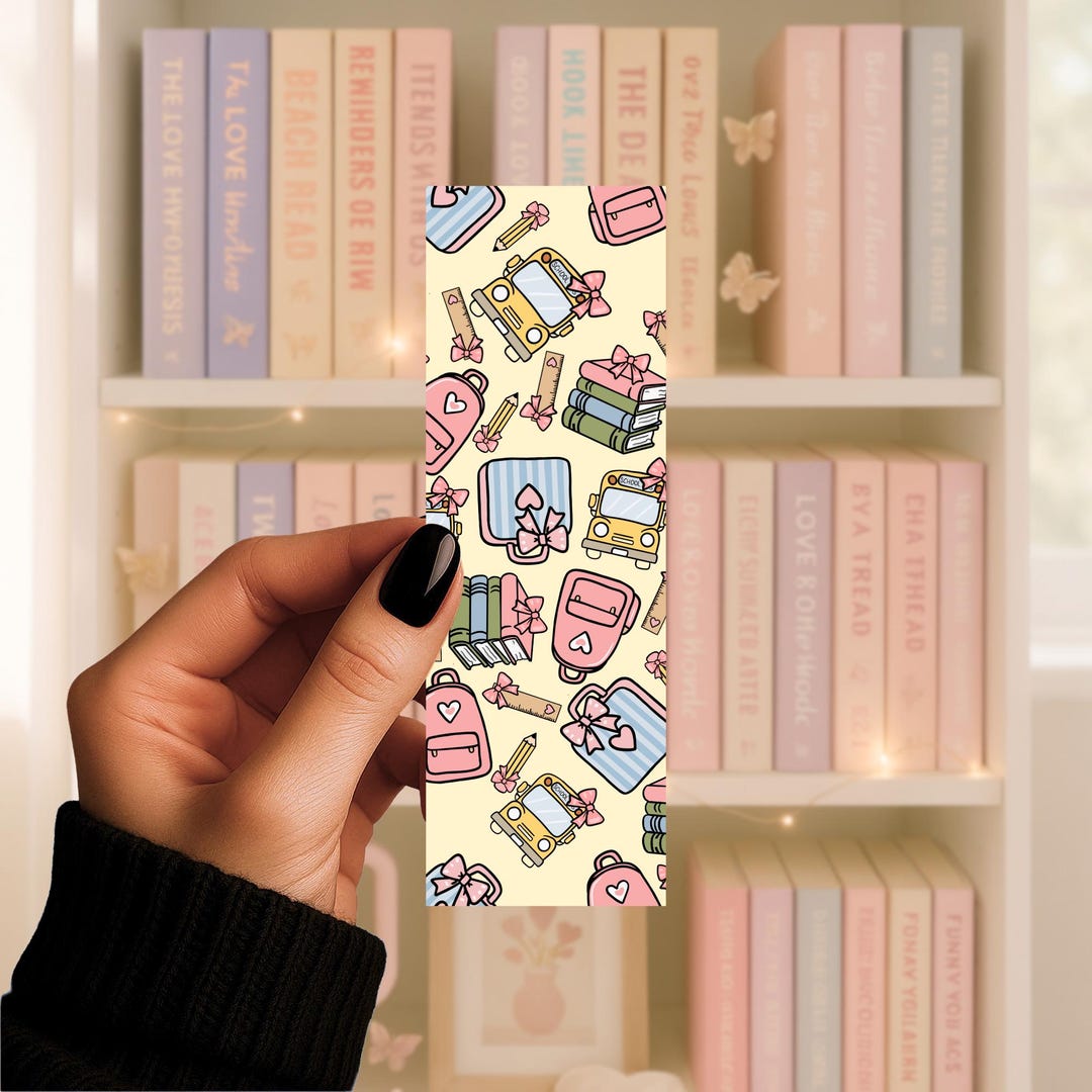 Coquette School Bookmark PNG | Pastel Girly School Bus, Backpack Design ...