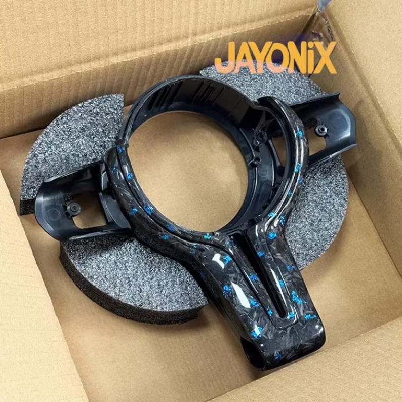 Anpassad blå smidd rattkåpa i kolfiber för BMW M-serien och M Sport | Passar F80 F82 F10 F06 F12 F13 F15 F16 | Ingen krockkudde bild 2