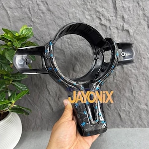 Anpassad blå smidd rattkåpa i kolfiber för BMW M-serien och M Sport | Passar F80 F82 F10 F06 F12 F13 F15 F16 | Ingen krockkudde bild 1