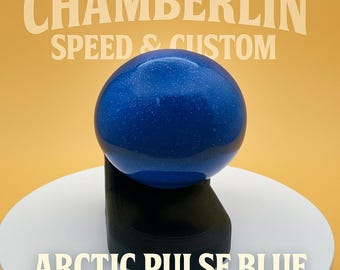 Arctic Pulse Blue Shift Knob – Hand-Poured Resin, Deep Blue Flake, Drilled & Tapped 3/8-16, Hot Rod, Muscle Car, Custom Hurst Shifter Knob