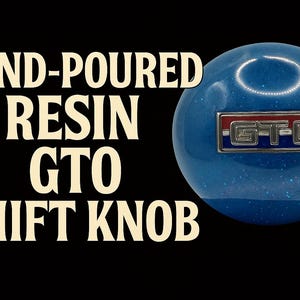 Handcrafted 2” GTO Shift Knob – Deep Blue Flake Resin with Vintage Emblem