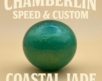 Coastal Jade Custom Shift Knob – Teal Green Resin Shifter Ball, 2” Hand-Poured, 3/8-16 Thread, Hot Rod & Classic Car Knob
