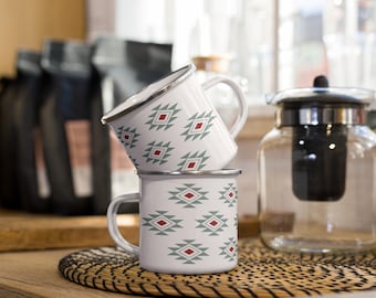 Southwestern Enamel Camp Mug – Geometric Western Design