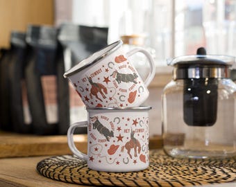 Cowboy Rodeo Enamel Mug | Rustic Western Drinkware