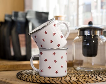 Western Enamel Camp Mug | Distressed Red Star Cowboy Coffee Cup