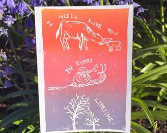 Mother’s Day Handmade Block Print Card