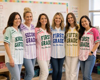 Personalized Teacher Jersey, Custom Name Number Baseball Shirt, School Spirit Teacher Team Shirt, School Staff Gift, Back To School Outfit
