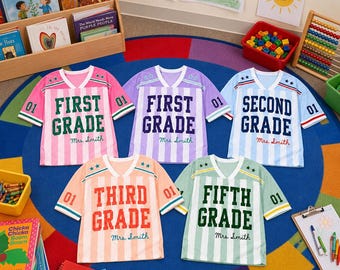 Personalized Teacher Jersey, Custom Name Number Baseball Shirt, School Spirit Teacher Team Shirt, School Staff Gift, Back To School Outfit