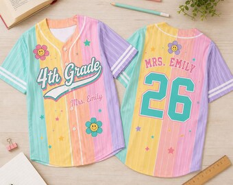 Personalized Teacher Jersey, Custom Name Number Baseball Shirt, School Spirit Teacher Team Shirt, School Staff Gift, Back To School Outfit