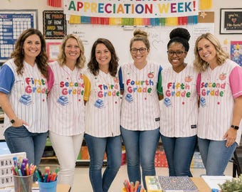 Personalized Teacher Jersey, Custom Name Number Baseball Shirt, School Spirit Teacher Team Shirt, School Staff Gift, Back To School Outfit