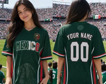 Custom Mexico Adult Youth Soccer Jersey, Personalized Name Number Unisex Apparel, Aztec Tribal Family Matching Gift, Mexican Pride Fan Top