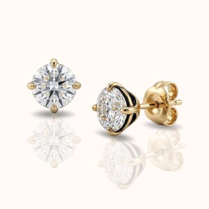 Round Birthstone Stud Earrings, Tiny Stud Earrings, Minimal Gold Studs, Birthday Gift, Custom Gift for Mom | BloomyLoopsGifts *EE0002*