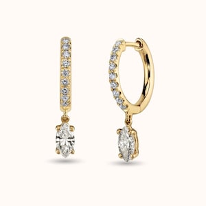 Marquise Birthstone Drop Earrings, Custom Birthstone Jewelry, Elegant Gold Earrings, Birthday Gift for Friends | BloomyLoopsGifts *EE0004*