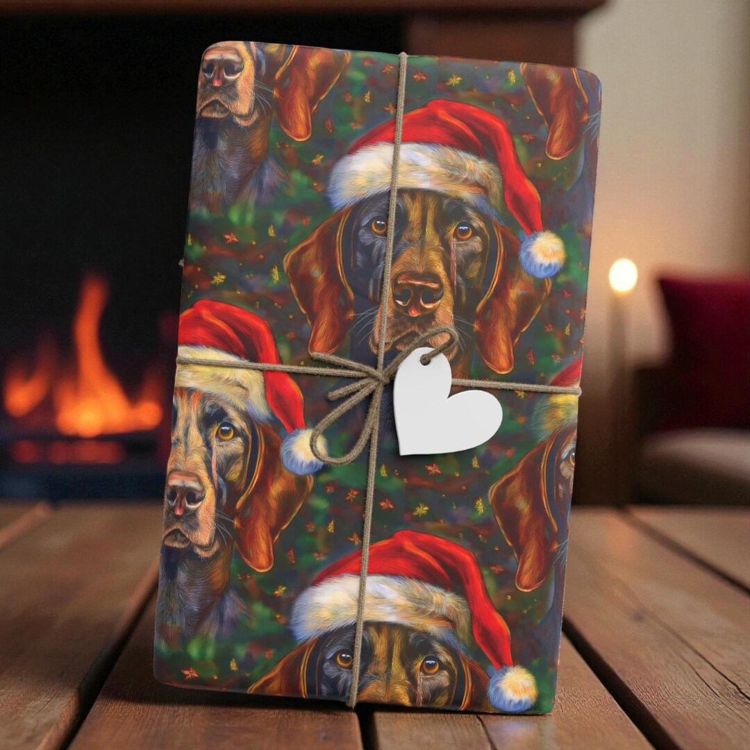 Holiday German Shorthaired Pointer Pattern Wrapping Paper | GSP Print ...