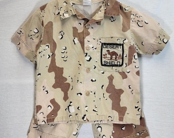 Vtg Tippy Togs 90er Jahre Desert Storm Shield Militär Outfit Größe 4 Kleinkind USA