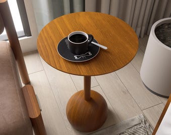 Minimalist Handmade Wooden Side Table Modern Sculptural Organic Accent Table Available in Custom Colors