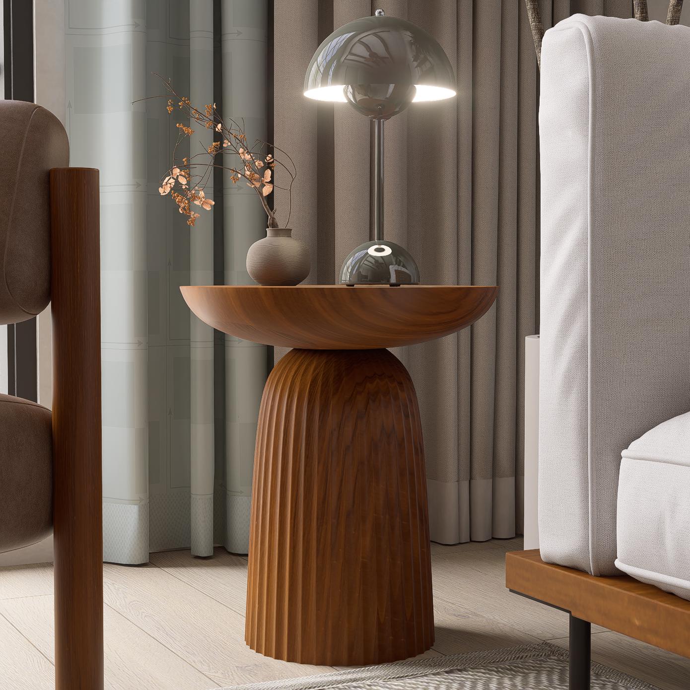 Handmade Solid Wood Round Side Table , Modern Accent Table, Minimalist ...