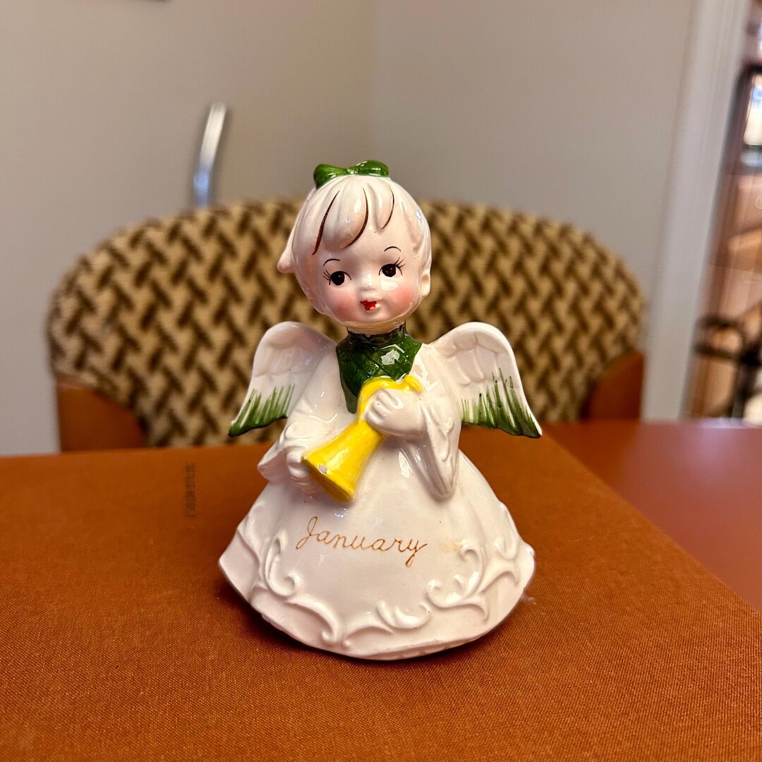 Vintage January Ceramic Angel Figurine, Lefton Style - Etsy