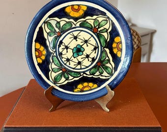 手描きのメキシコ陶器皿 - 青と黄色の天体の星と月のデザイン - Etsy 日本