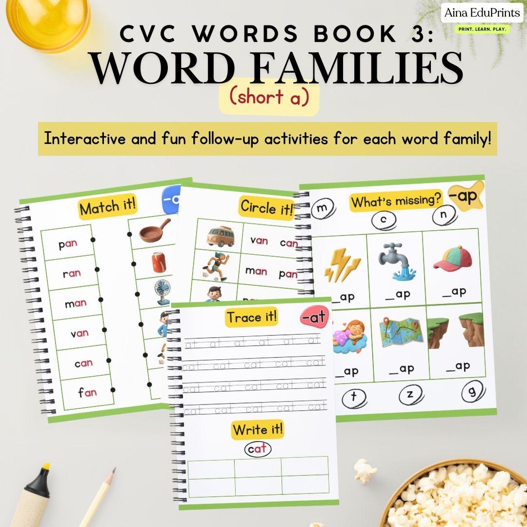 CVC Word Families BUNDLE (short A) | 90 Pages Printable Phonics ...