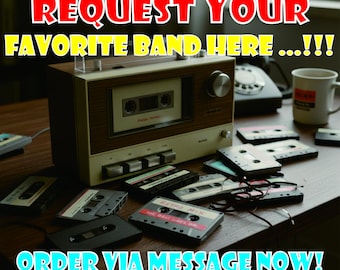 CINTA DE CASSETTE "Banda Musical Favorita" Personalizada Todos los Géneros No Oficial / Hecha a Mano