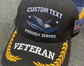 Custom Veteran Hat, Personalized Embroidered Military Cap, Proudly Served Eagle Hat, USA Veteran Gift