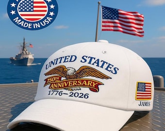 Gorra personalizada con nombre para el 250 aniversario – Gorra patriótica con águila bordada